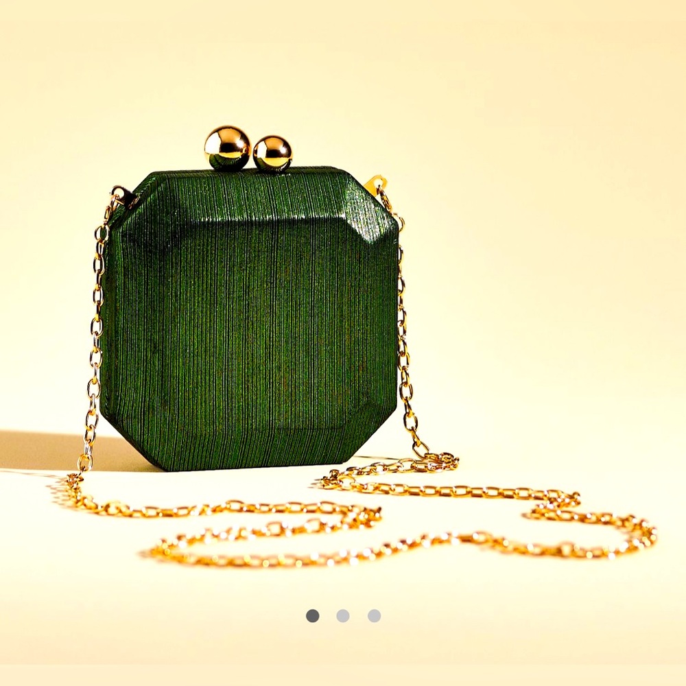 HAMPTONS: Anthropologie Mini Metallic Hard Case Clutch
